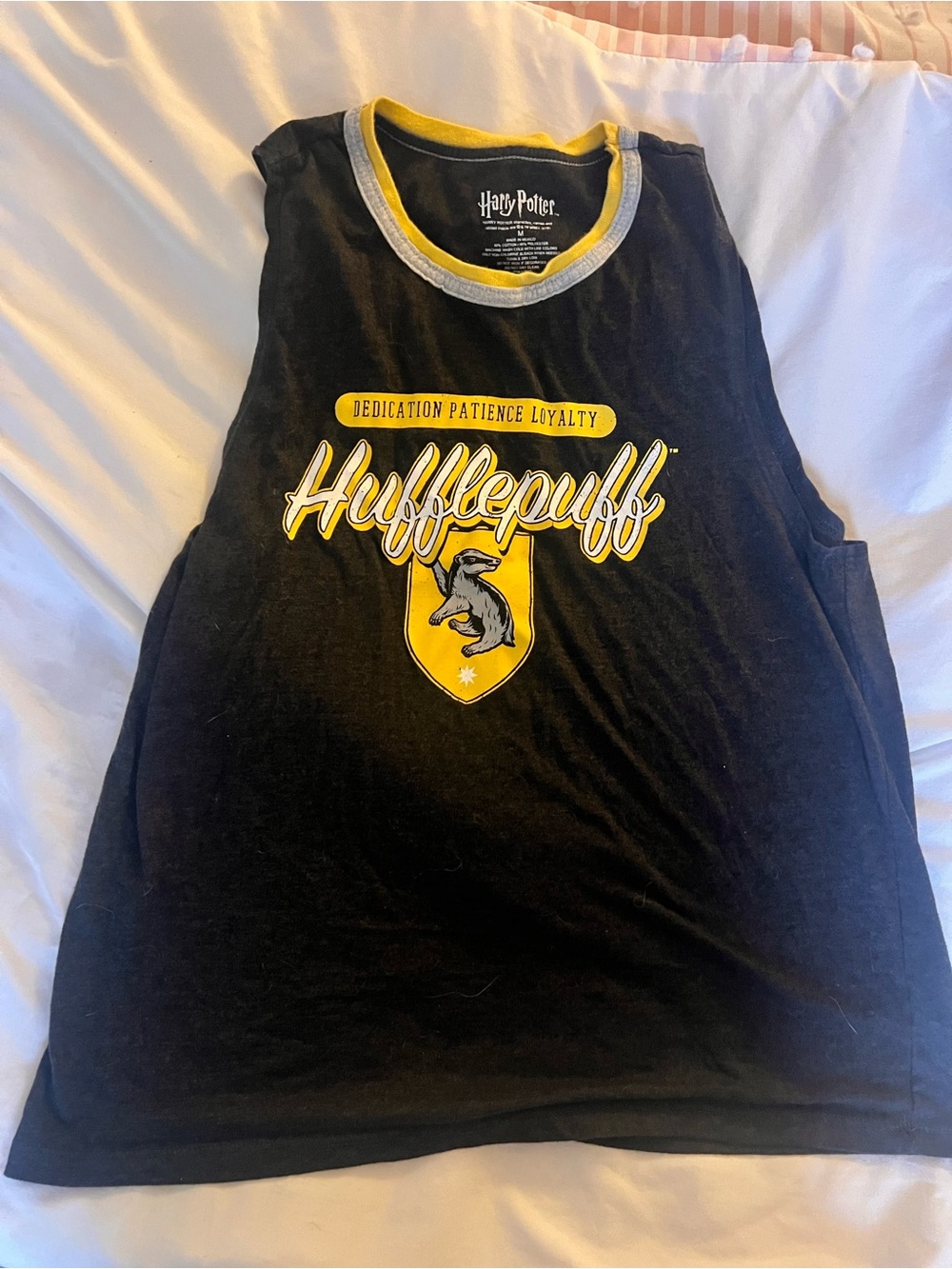 Harry Potter Hufflepuff Charcoal & Yellow Tank Top